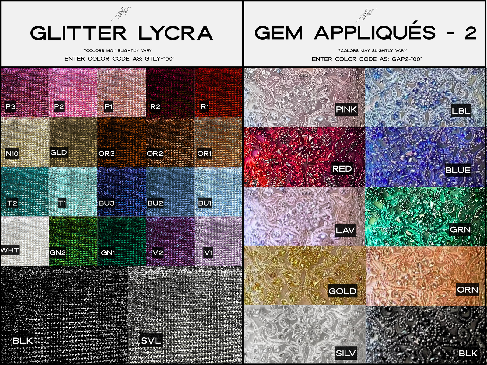 Vespera- Color Chart color guide