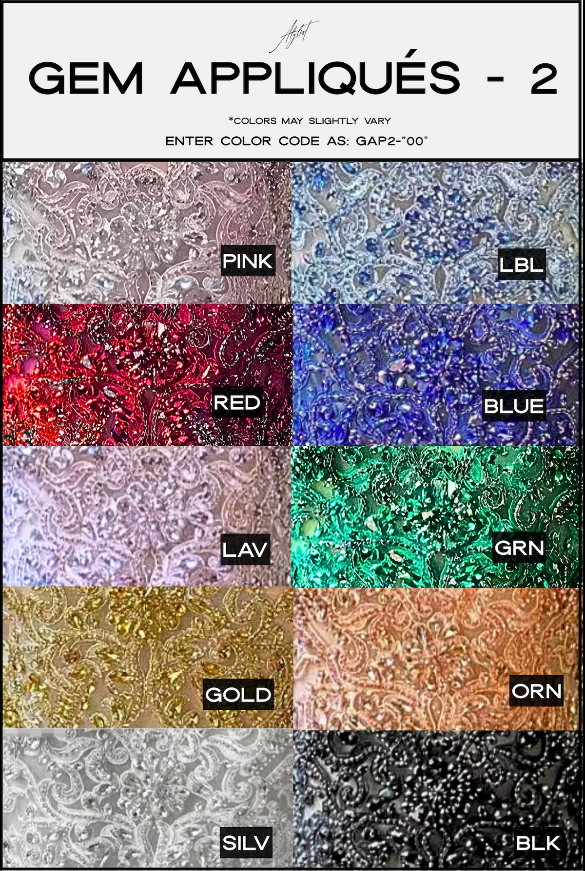 Vespera- Color Chart color guide